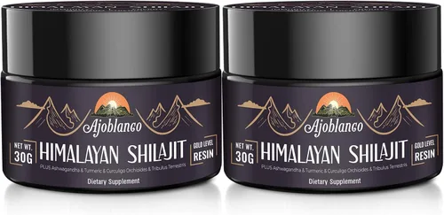 Vista 10 de Ajoblanco 600mg Resina de Shilajit Orgánico Natural del Himalaya - Resina de Shilajit de Oro del Himalaya con Mezcla Ayurvédica Orgánica de Alta