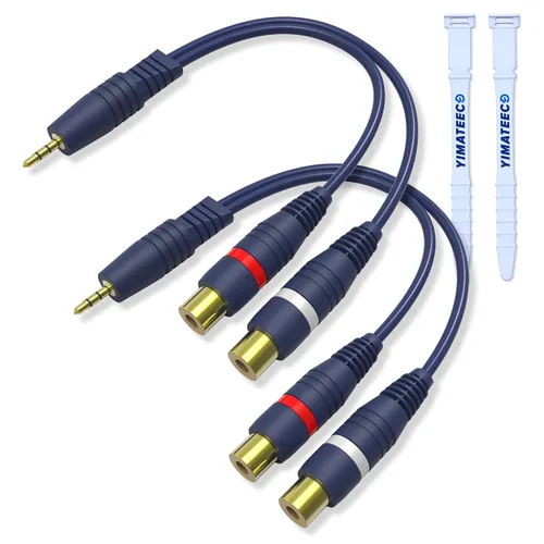 Vista 13 de Cable divisor RCA Y macho a hembra, cable de extensión de audio AV Jack de 0.138 in, conector de cincha chapado en oro de 24 quilates