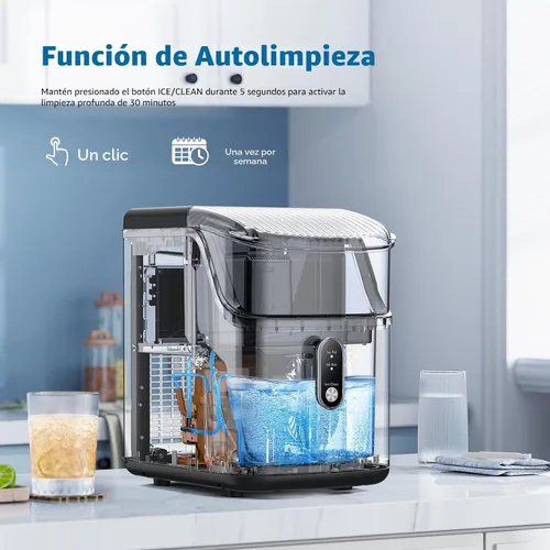 Vista 3 de COWSAR Nugget Ice Makers - Máquinas de hielo de nuggets para encimera, hielo suave masticable en pellets, con función de limpieza automática, 35