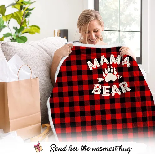 Vista 3 de Vprintes Mama Bear Manta con Capucha Usable - Regalos para Mamá - Regalos de Cumpleaños para Esposa de Esposo - Ideas de Regalo de Cumpleaños