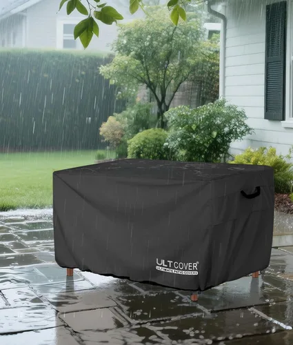 Vista 6 de ULTCOVER Cubierta Rectangular para Mesa de Fogata de Gas 42x24 pulgadas Impermeable de Servicio Pesado Cubierta de Fogata, Negro