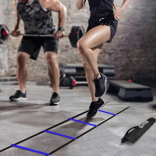 Vista 9 de GHB Pro Agility - Escaleras de entrenamiento de agilidad, velocidad de 12 peldaños y 20 pies con bolsa de transporte (amarillo y azul)