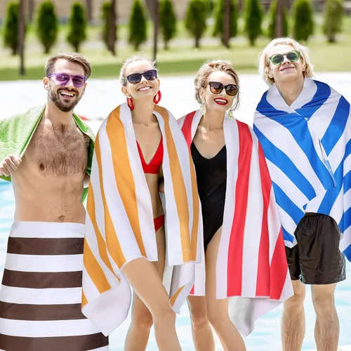 Vista 7 de EBOOT Paquete de 10 toallas de playa de gran tamaño, toallas de piscina extra grandes, de microfibra, de secado rápido, para adultos, mujeres