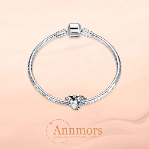 Vista 2 de Annmors Family Charm Love your Dad Mon Sister Infinity Charm fits Bracelets, 925 Sterling Silver-Lucky Charm for Woman Pendant Bead, Jewelry Beads