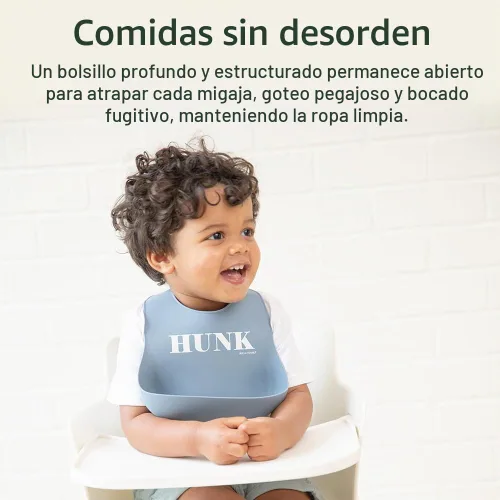 Vista 3 de Babero para bebés para comer de Bella Tunno, babero de silicona impermeable con gran atrapaalimentos, ajuste ajustable para bebés de 4 a 12 meses