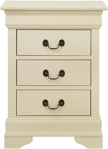 Vista 3 de Glory Furniture Louis Phillipe Mesita de noche con 3 cajones en color beige