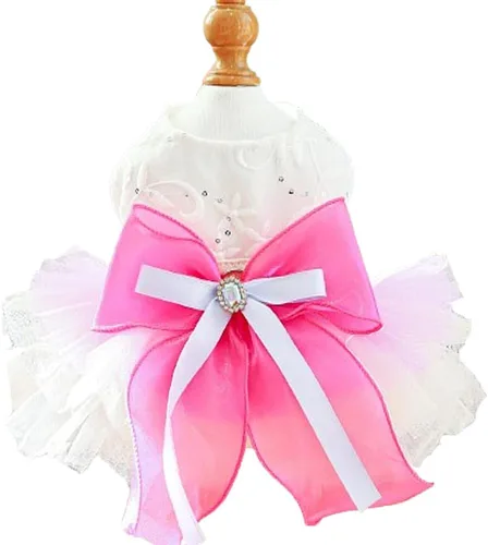 Vista 47 de ANIAC Daisy Vestidos para Perros Pequeños Hembra con Anillo para Correa, Nudo de Lazo Vestido de Boda para Cachorra, Traje de Gato de San Valentín