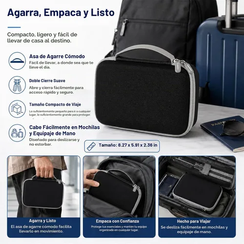 Vista 4 de Comecase Osmo Mobile 8/7P - Funda compatible con DJI OM 8/OM 7 Pro/7 Gimbal Stabilizer, bolsa de viaje con bolsillo de malla y acolchado de esponja