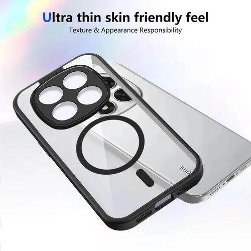 Vista 64 de Funda magnética transparente compatible con Xiaomi 17T, color negro 2 en 1 PC + TPU cubierta de teléfono a prueba de golpes, carcasa protectora