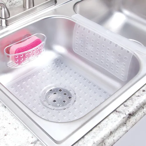 Vista 2 de iDesign Plastic Sponge Holder Suction Cups Ideal for Kitchen Sinks and Bathroom Organization, 6.5" x 2.5" x 2.5", Clear