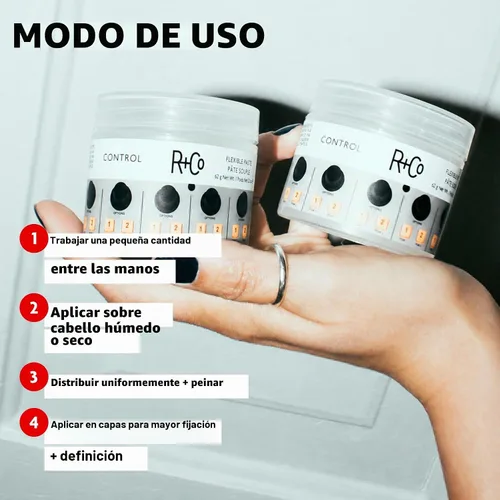 Vista 6 de R+Co Pasta flexible Control Fuerte fijación + acabado natural Vegano + libre de crueldad 2.2 onzas