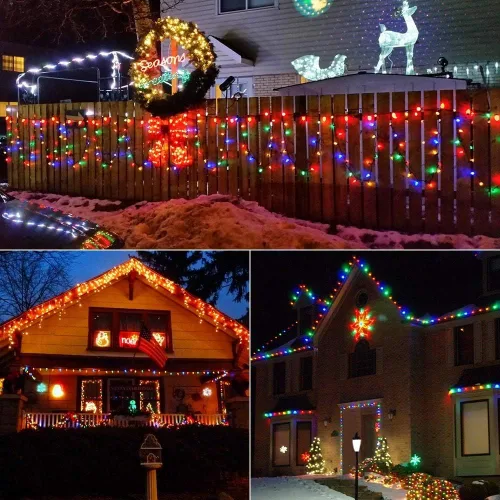 Vista 7 de Luces de Navidad con Bombillas C9, 33 pies, 50 LEDs Guirnaldas de Luces de Navidad para Exteriores, 5 Juegos Conectables, IP65 Impermeable