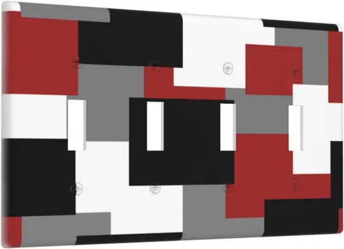 Vista 150 de Placa de Interruptor de Luz de Palanca Única Abstracta en Negro, Blanco y Gris, Cubierta de Tomacorriente, Placa de Pared Decorativa de Un