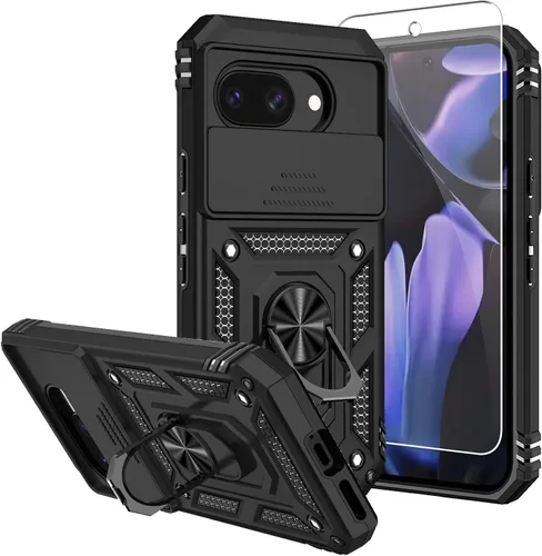 Vista 23 de Funda para Pixel 7a, con protectores de pantalla y funda para cámara, [grado militar] de 16 pies. Funda protectora probada contra caídas con soporte