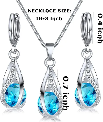 Vista 7 de IFKM Silver Jewelry Sets for Women Rhinestone Crystal CZ Bridal Bridesmaid Accessories Necklace Earrings set for Wedding Prom Anniversary Birthday