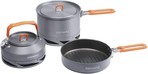 Vista 8 de Fire-Maple Feast - Juego de 4 utensilios de cocina para acampar al aire libre con ollas, hervidor, cacerolas y espátula para senderismo, pesca