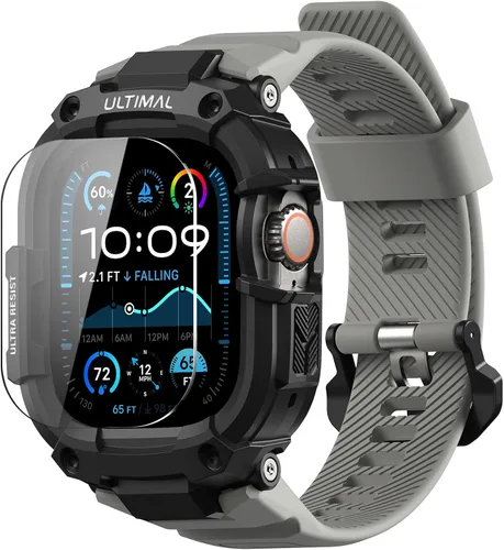 Vista 22 de ULTIMAL Correa resistente compatible con Apple Watch Band de 1.614 pulgadas, 1.575 pulgadas, SE3 SE2 SE Series 9/8/7/6/5/4 con funda, correa a
