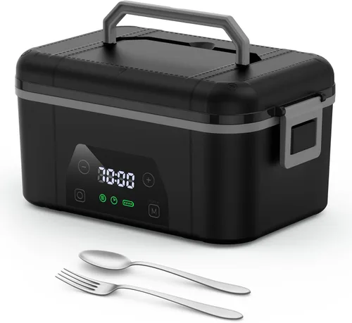Vista 11 de Fiambrera eléctrica inalámbrica para adultos, 5.5 tazas recargable, con calefacción automática, calentador de alimentos con función de memoria y Azul