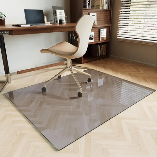 Vista 20 de Koonmi Tapete para silla de vidrio templado para suelos de madera dura y alfombras, 30" x 48" gris, protector de piso de oficina de servicio pesado