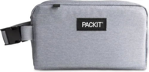 Vista 30 de PackIt Caja de aperitivos congelable, color negro, fabricada con tecnología EcoFreeze, plegable, reutilizable, cierre de cremallera con asa