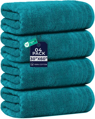 Vista 21 de DAN RIVER Paquete de 2 sábanas de baño de 35x70 pulgadas, sábanas de baño jumbo acanaladas para adultos, toallas grandes gruesas y absorbentes