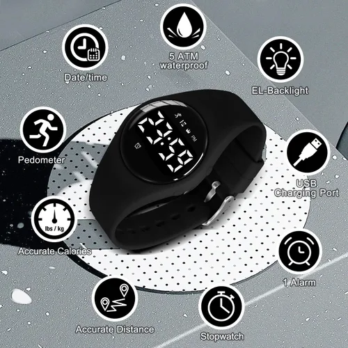 Vista 4 de NN BEN NEVIS Reloj digital para niños y niñas, reloj deportivo con rastreador de fitness, reloj despertador, cronómetro, sin aplicación y resistente