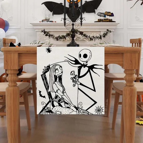 Vista 2 de Camino de mesa de Halloween, decoración de mesa de Halloween, hogar, cocina, comedor, decoración de mesa de Navidad, Navidad, invierno, decoraciones