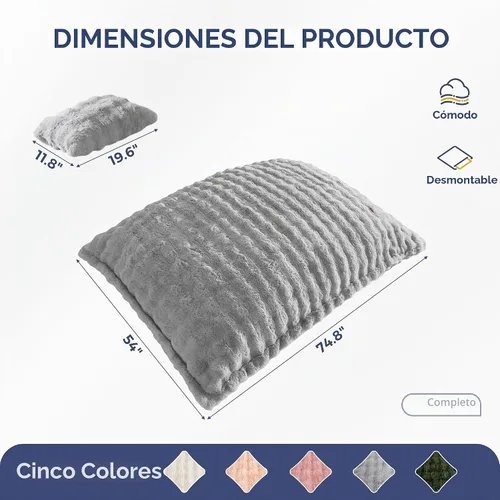 Vista 2 de MAXYOYO Puf gigante con almohada, silla convertible 3 en 1 Gris ceniza