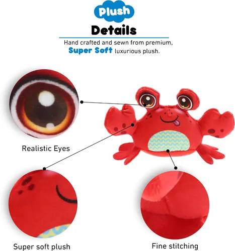 Vista 2 de DolliBu Juguete de peluche de cangrejo, para niños y adultos, juguete de peluche de cangrejo abrazable, lindos animales de peluche para niñas