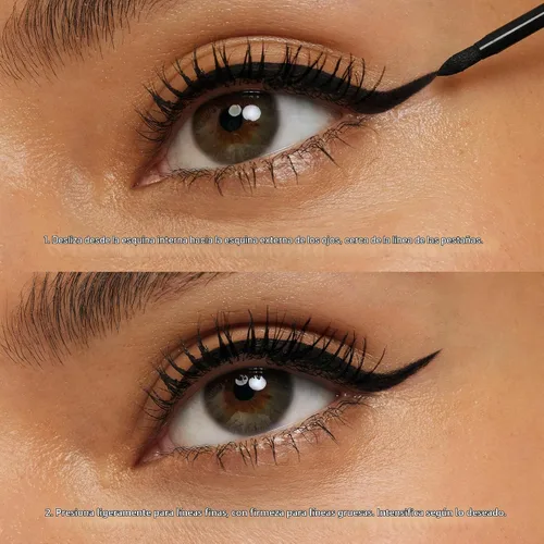 Vista 7 de Delineador líquido Almay, Marrón Precision liquid eyeliner glides on easily and provides rich, even color in one stroke. Wears up to 8HRS.