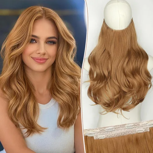 Vista 62 de KooKaStyle Extensiones de Cabello con Alambre Invisible, Largas, Lacias, en Capas, Sintéticas con Alambre Transparente, Tamaño Ajustable, 6 Clips