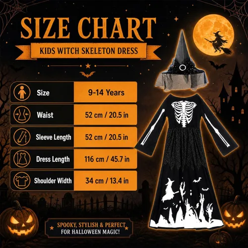 Vista 7 de Baluue Vestido de Halloween que brilla en la oscuridad, disfraz de bruja