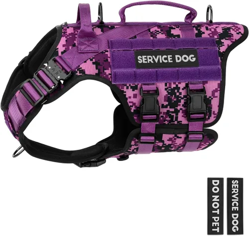 Vista 14 de Arnés táctico para perros - PETNANNY Chaleco para perro de servicio para perros grandes Cobertura corporal completa en arnés para perros de Rosa