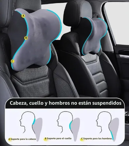 Vista 4 de Almohada cervical para aliviar el dolor de cuello y soporte cervical, almohada de espuma viscoelástica para asiento de automóvil con correa