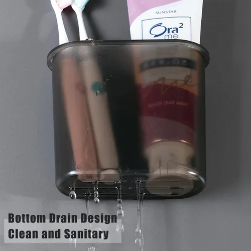 Vista 4 de Paquete de 2 soportes para cepillos de dientes montado en la pared, soporte autoadhesivo para cepillo de dientes para baño, cepillo de dientes