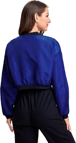 Vista 2 de Floerns Chaqueta bomber corta ligera de manga larga para mujer