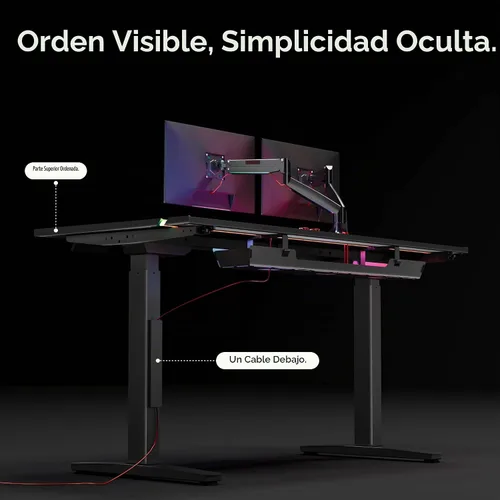 Vista 8 de FLEXISPOT - Escritorio eléctrico RGB de 55 pulgadas para juegos, escritorio