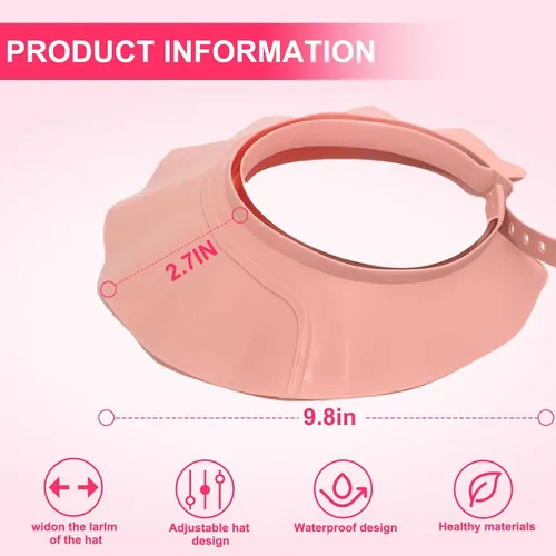 Vista 7 de Gorro de champú ajustable, impermeable, suave, sin BPA, para cabeza, oídos, elástico, para lavado de cabello, protección suave para ojos y oídos