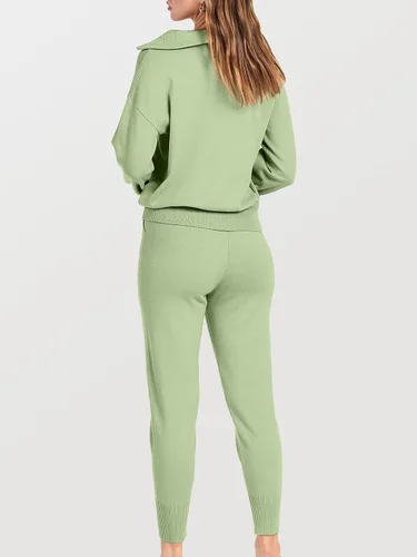 Vista 5 de ANRABESS Conjunto de dos piezas para mujer, suéter de manga larga y pantalones con cordón