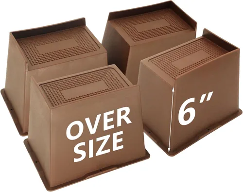 Vista 14 de Paquete de 4 elevadores de cama de 2 pulgadas, elevadores de muebles de gran tamaño resistentes, elevadores de cama extra anchos para mesa, sofá