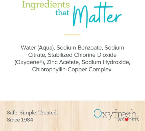 Vista 6 de Oxyfresh Premium Cuidado dental para mascota, aditivo para el agua, elimina el mal aliento, combate sarro, placa, solo tienes que añadirla al agua