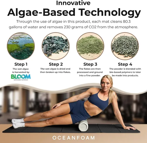 Vista 4 de Oceanfoam Tapete de entrenamiento de viaje, tapete de ejercicio plegable de 0.3 pulgadas de grosor para yoga, pilates y fitness, tapete