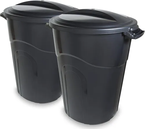 Vista 14 de United Solution TI0087 - Contenedor de basura redondo de 20 galones, color negro, fácil de transportar con construcción resistente, asas de paso