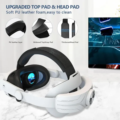 Vista 3 de Comfort Head Strap for Oculus Quest 3, MTomatoVR Lightweight Replacement Strap VR Accessaries, Reduce Face Pressure Comfortable Convenient Flip