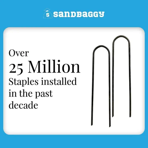 Vista 6 de Sandbaggy 100 grapas de paisaje de 6 pulgadas ~ SOD Staples Garden Stakes Round Pins