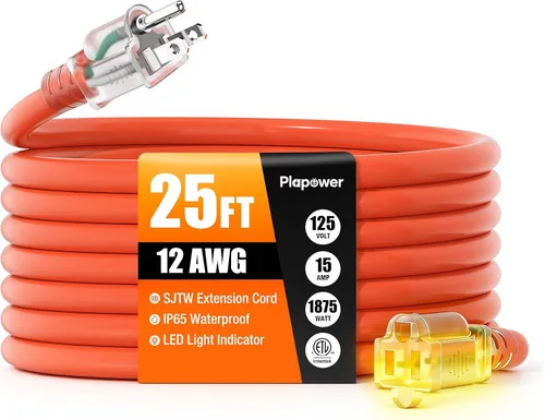 Vista 14 de Cable de extensión para exteriores calibre 12/3, 50 pies, resistente al Negro