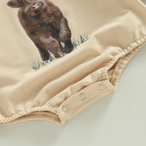 Vista 7 de Kayotuas Ropa occidental para bebé y niña, sudadera con estampado de vaca de manga larga, enterizo de gran tamaño, trajes de primavera y otoño