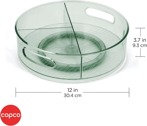 Vista 2 de Copco Lazy Susan - Organizador giratorio de 12 pulgadas con divisores extraíbles, organizador de gabinete giratorio para despensa, cocina, armario