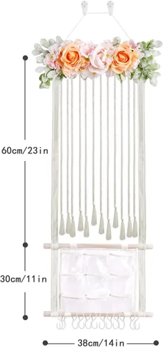 Vista 5 de Cinta para la cabeza/lazo para el pelo para niñas, organizador de lazos para el pelo de flores, decoración elegante para colgar en la pared, regalo