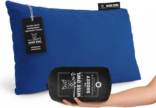 Vista 10 de Wise Owl Outfitters - Almohada de camping - Almohada de viaje de espuma viscoelástica para dormir en avión, senderismo, mochilero y uso al aire Negro